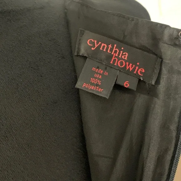 Cynthia Howie Black Sleeveless Midi Dress Cocktail Party Career Womens 6 Sheath - Picture 5 of 9